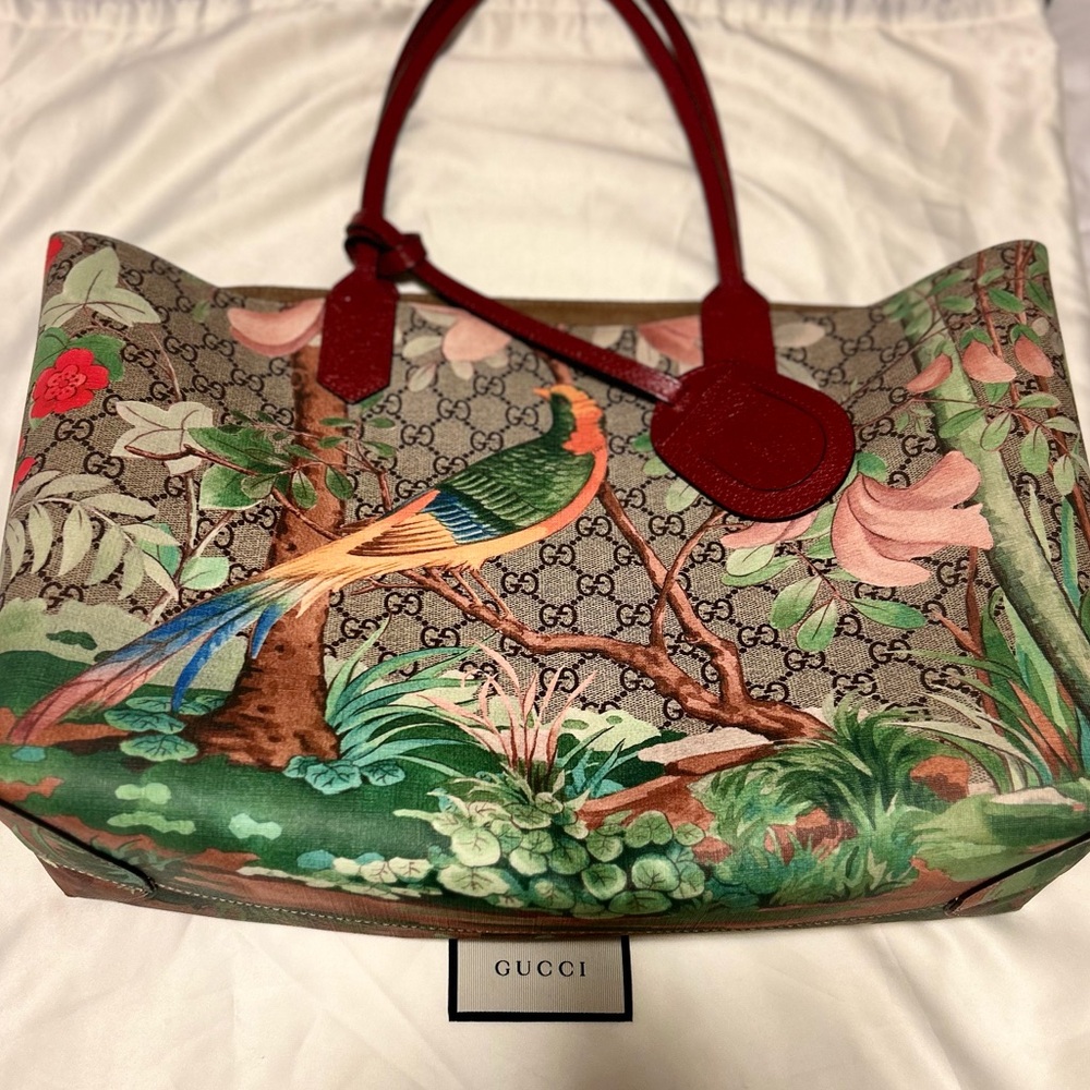 Gucci Supreme Tian Tote Bag Gucci Coated Canvas Monogram and Prints